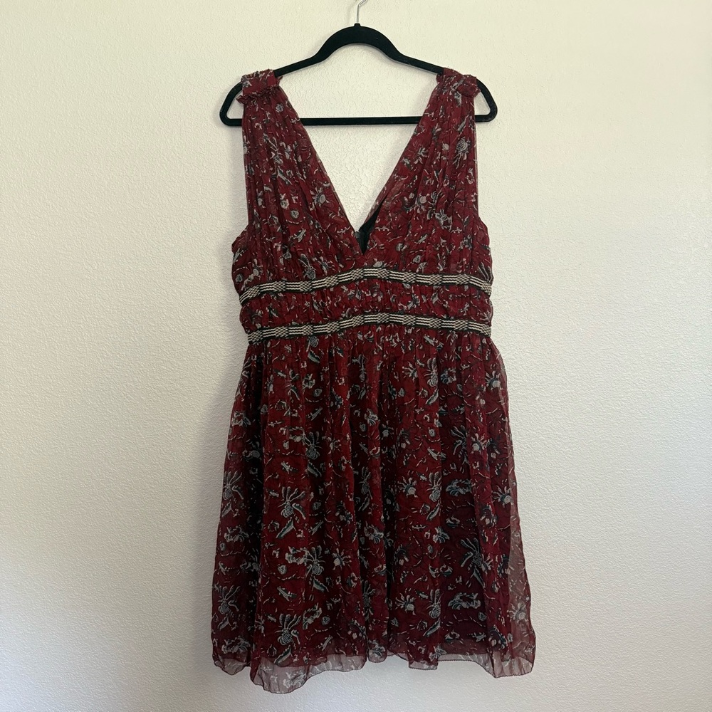 Isabel Marant Etoile Balzan Red Floral Silk Dress 44